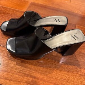 Worthington Black Mules with Chunky Heel 10M NWT